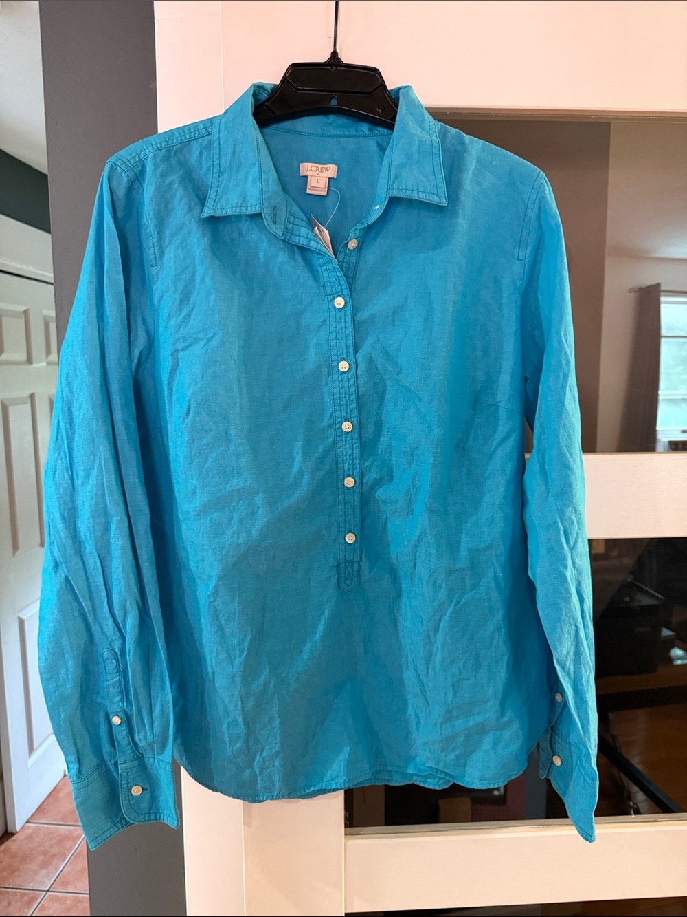 J. Crew Bright Turquoise Long-Sleeve Button Shirt